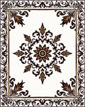 Elegant Brown Gold Floral Medallion Corner Rug