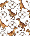 Brown Dinosaur Figures and Starbursts Rug