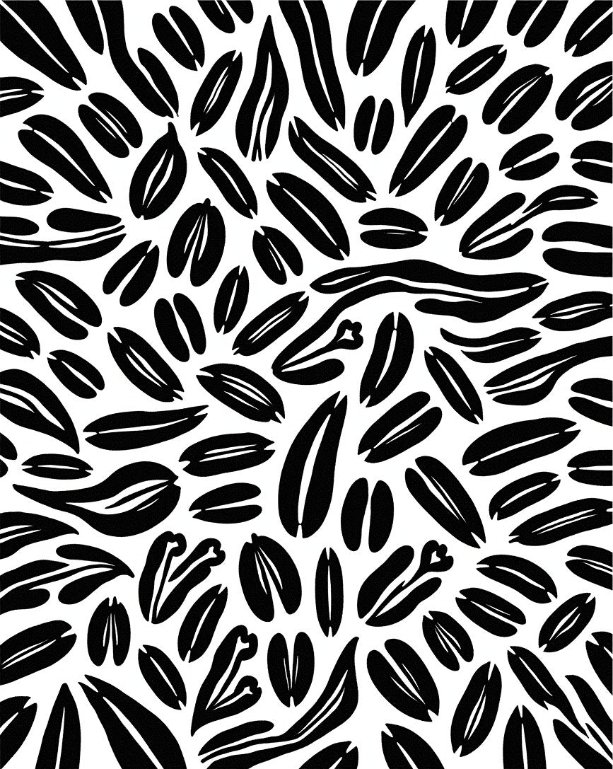 Black Organic Seed Pod Cluster Rug