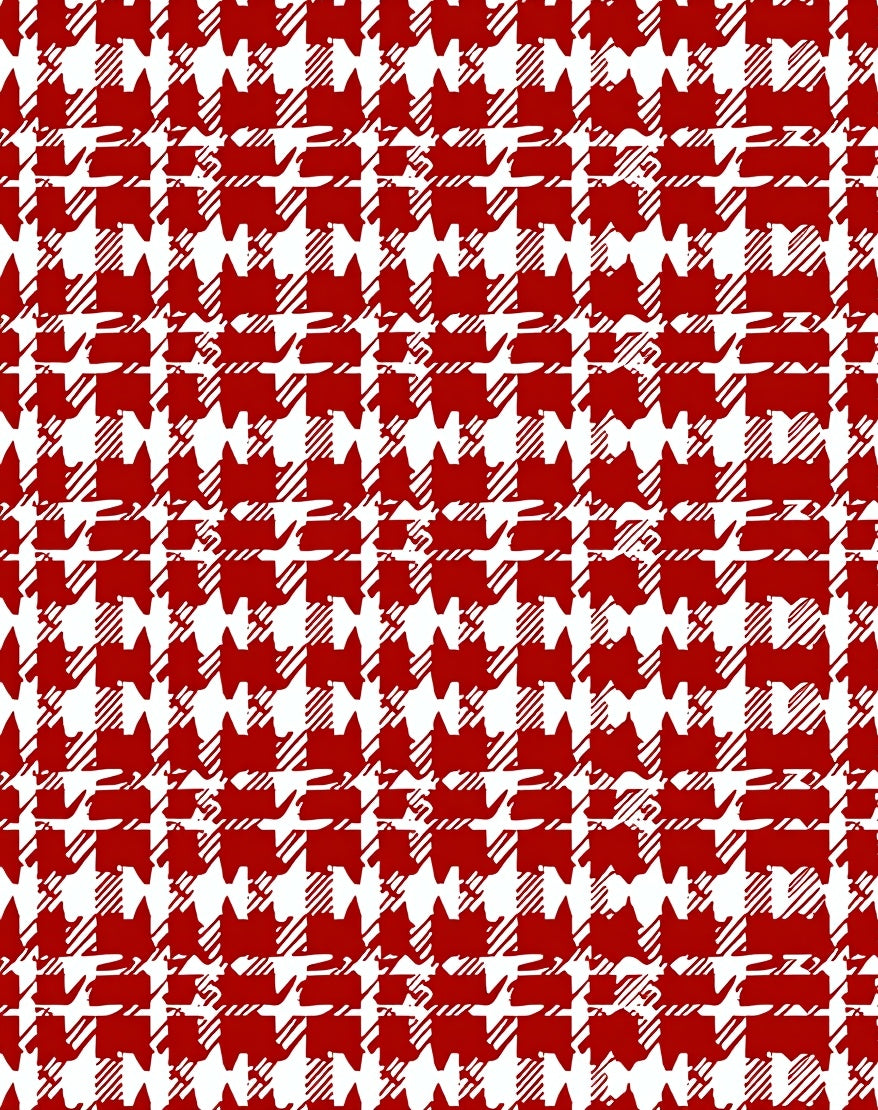 Classic Red Houndstooth Checkered Rug