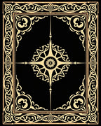 Black Gold Ornate Art Nouveau Rug