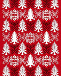 Red White Christmas Trees Snowflakes Intricate Rug