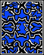 Bold Blue Abstract Fractal Mirror Rug