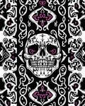 Gothic Skull Black Pink Accents Rug