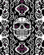 Gothic Skull Black Pink Accents Rug