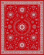 Vibrant Red Starburst Medallion Rug