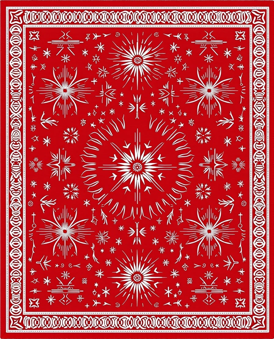 Vibrant Red Starburst Medallion Rug