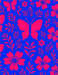 Vibrant Pink Butterfly Floral Garden Rug