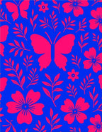 Vibrant Pink Butterfly Floral Garden Rug