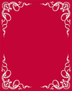 Crimson White Scrollwork Corner Border Rug