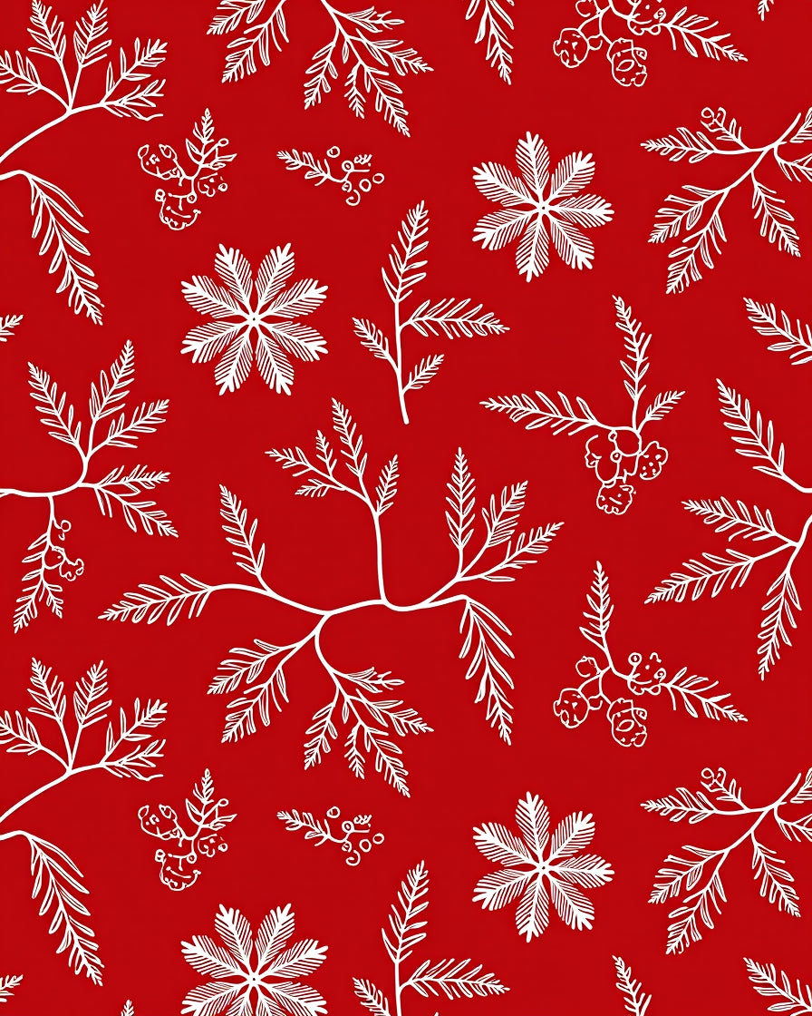 Crimson Fern and Berry Sprig Arrangement Rug