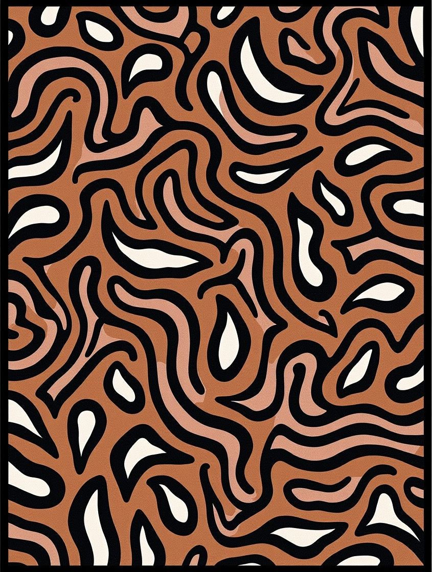 Brown Wavy Abstract Organic Flow Rug