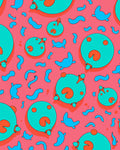 Coral And Teal Round Creatures Rug