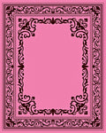 Ornate Pink Scrollwork Border Rug