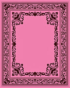 Ornate Pink Scrollwork Border Rug