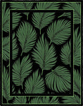 Lime Green Palm Frond Tropical Rug