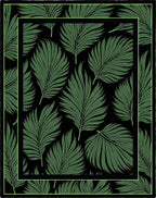 Lime Green Palm Frond Tropical Rug
