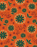 Vibrant Orange Green Floral Medallion Rug
