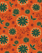 Vibrant Orange Green Floral Medallion Rug