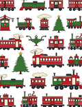 Festive Red Green Train Holiday Motif Rug