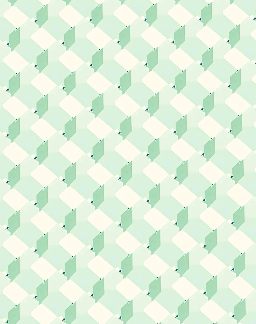 Pale Mint Geo Cube Illusion Rug