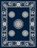 Navy Blue Geometric Circles Frame Rug