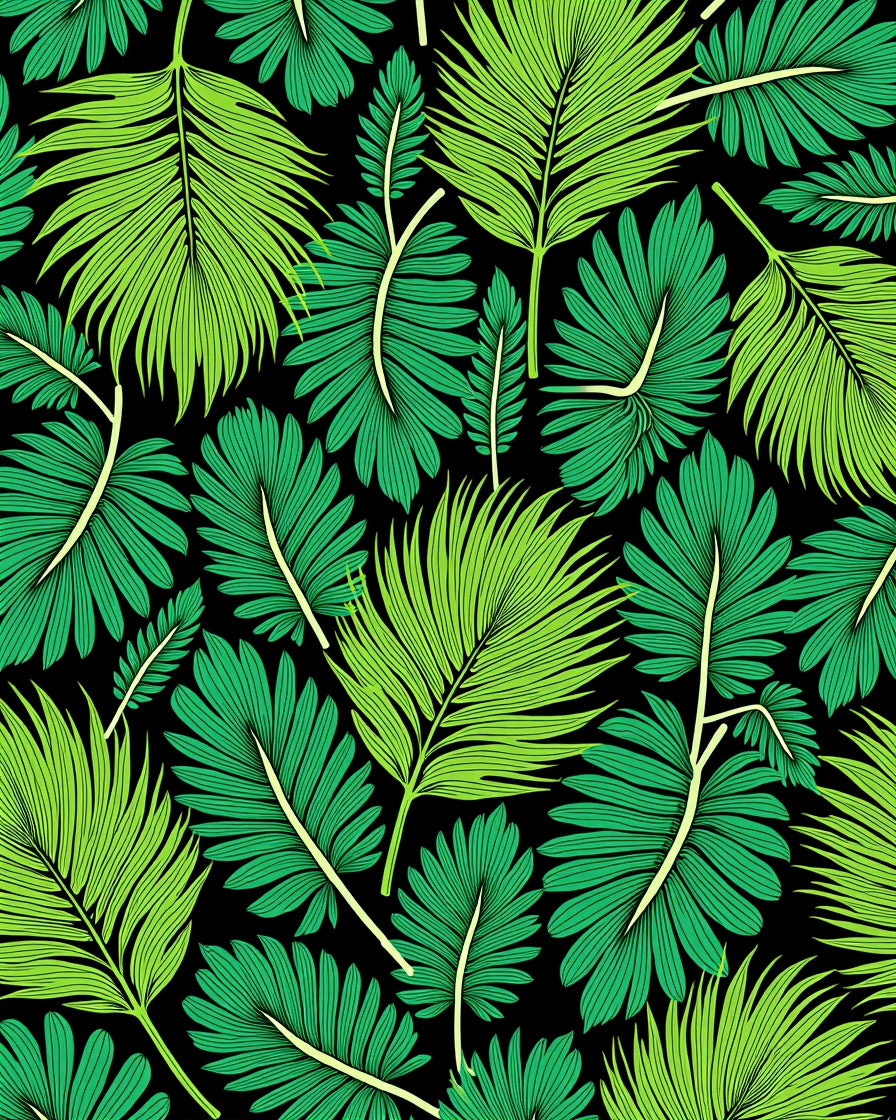 Vibrant Green Palm Frond Tropical Rug