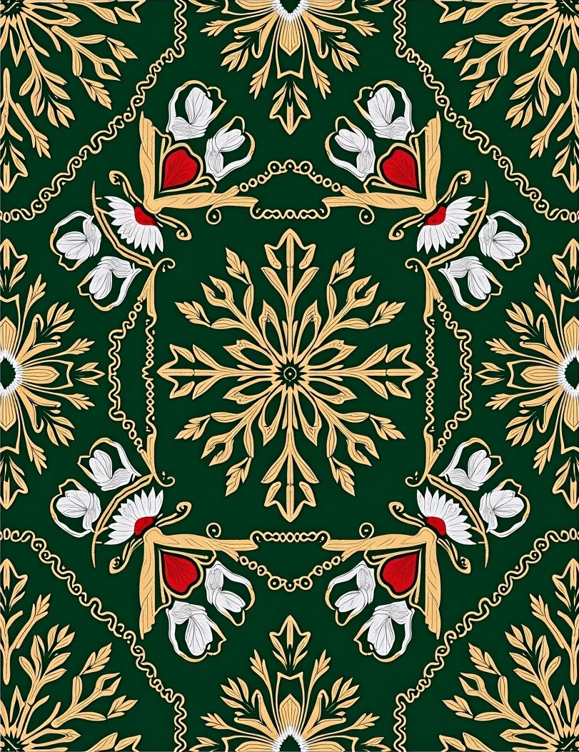 Emerald Garden Floral Medallion Rug