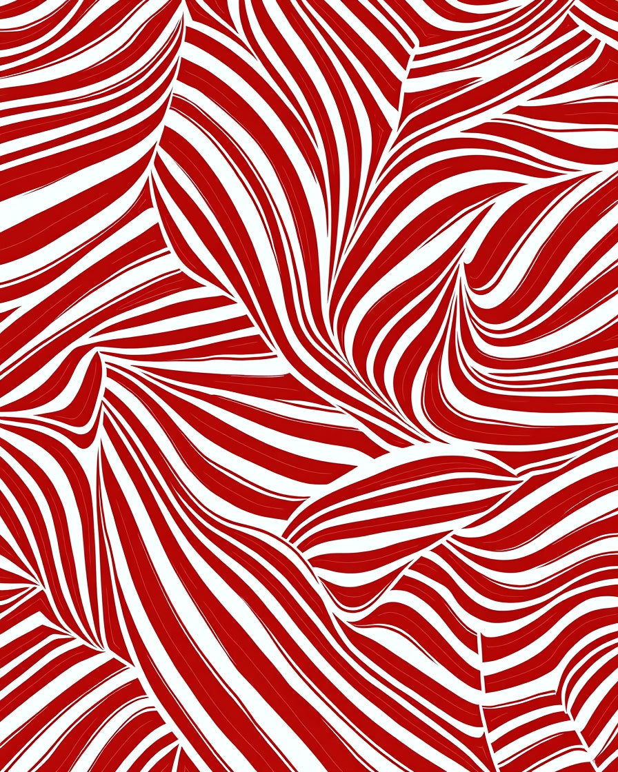 Crimson and White Wavy Stripes Rug