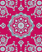 Vibrant Pink Floral Medallion Art Rug