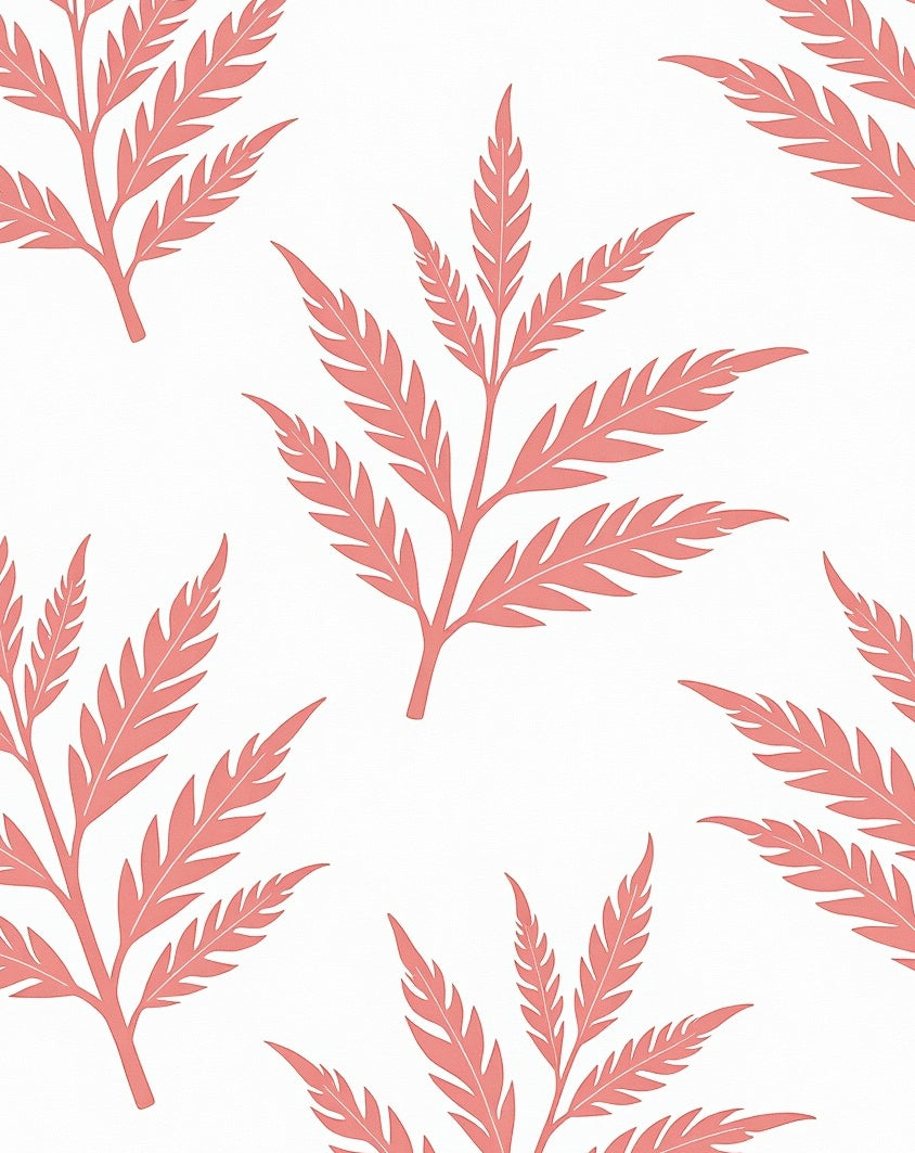 Coral Fern Frond Repeating Pattern Rug