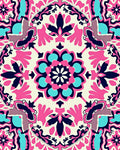 Vibrant Pink Navy Blue Mandala Rug