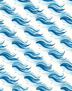 Coastal Blue Watercolor Wave Rug