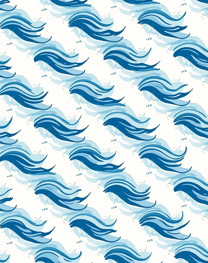 Coastal Blue Watercolor Wave Rug