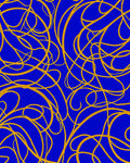 Bold Blue Gold Swirling Lines Rug