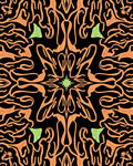 Orange Swirl Starburst Green Leaf Rug