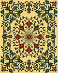 Crimson Teal Floral Medallion Swirl Rug