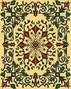 Crimson Teal Floral Medallion Swirl Rug