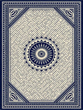 Navy Cream Geometric Maze Medallion Rug
