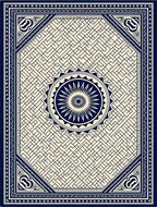 Navy Cream Geometric Maze Medallion Rug