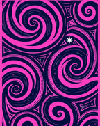 Vibrant Pink Swirls Dark Navy Rug