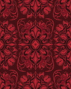 Deep Red Floral Mandala Rug