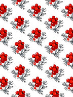 Crimson Berry Botanical Cluster Rug