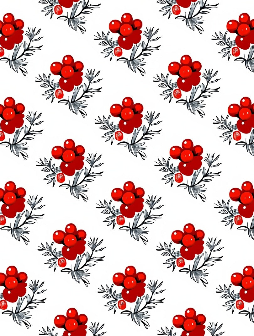 Crimson Berry Botanical Cluster Rug