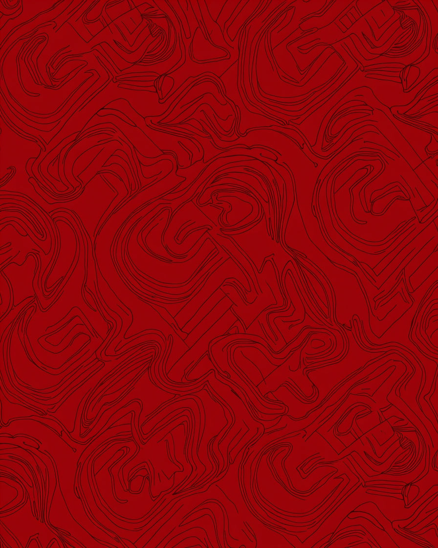 Crimson Swirl Abstract Terrain Rug