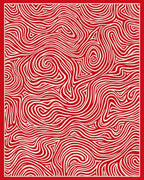 Crimson White Abstract Swirl Rug