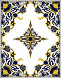 Classic Navy Yellow Floral Starburst Rug