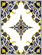 Classic Navy Yellow Floral Starburst Rug