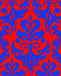 Vibrant Crimson Blue Damask Flourish Rug