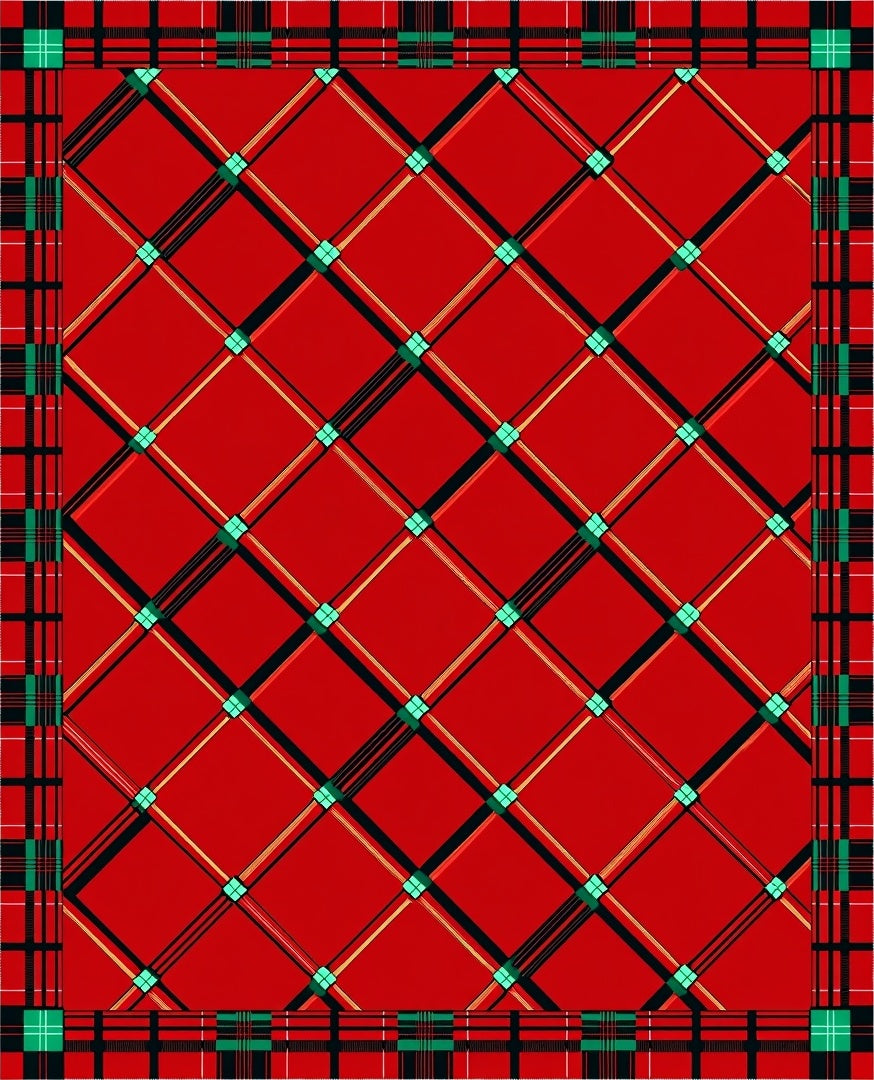 Red Tartan Diamond Lattice Rug